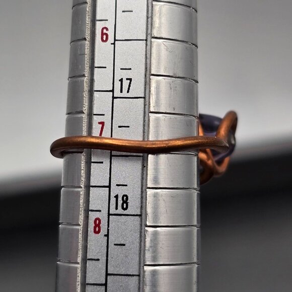 VTG Handcrafted Copper & Glass Bead Wire Rings Sizes 6 7 8 Multicolored - Picture 7 of 8